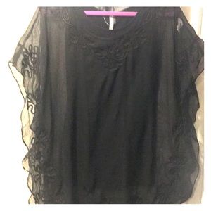 Poncho sheer boutique style top